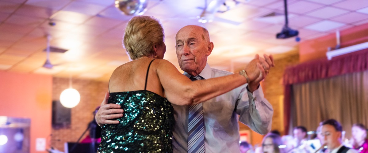 Elderly couple dancing at Art Night